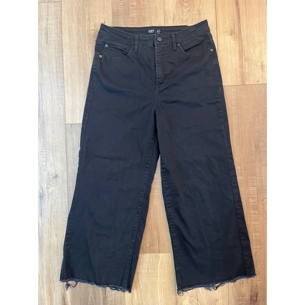 OAT New York Women Black Wide Leg Cropped Raw Hem‎ Jeans Size 8/29 Streetwear